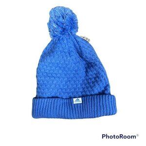 Adidas girls light blue pom pom stocking hat Nwt